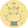 Hand Drawn Cute Hippo Illustration With Crown Sticker