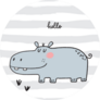 Hand Drawn Cute Hippo On Stripes Sticker