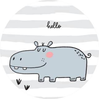 Hand Drawn Cute Hippo On Stripes Sticker
