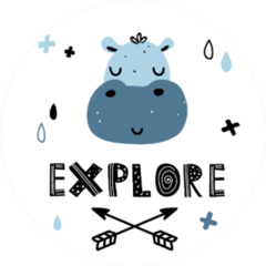 Hand-drawn Cute Illustration Of A Hippopotamus Explore Sticker