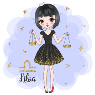 Hand Drawn Cute Little Libra Girl Sticker