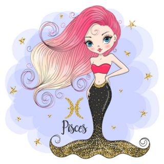 Hand Drawn Cute Little Pisces Mermaid Sticker