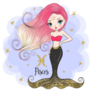 Hand Drawn Cute Little Pisces Mermaid Sticker