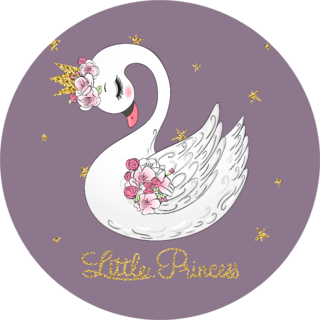 Hand Drawn Cute Little Princess Swan On Purple Sticker