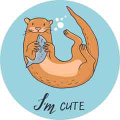 Hand-drawn Cute Otter With Fish I Am Cute Sticker