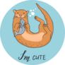 Hand-drawn Cute Otter With Fish I Am Cute Sticker