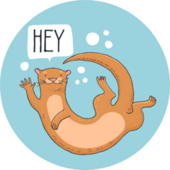 Hand-drawn Cute Otter With Lettering - Hey Sticker