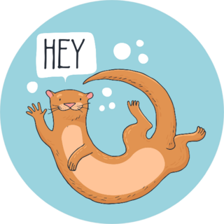 Hand-drawn Cute Otter With Lettering - Hey Sticker