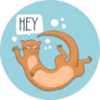 Hand-drawn Cute Otter With Lettering - Hey Sticker