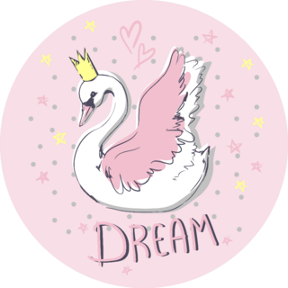 Hand Drawn Cute Swan Dream Lettering Sticker
