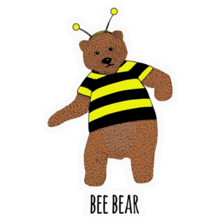 Hand Drawn Dancing Bear In Bee Costume Sticker