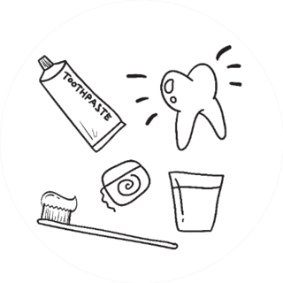 Hand Drawn Dental Care Symbols Sticker