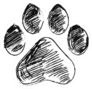 Hand Drawn Doodle Of Animal Paw Print Sticker