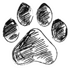 Hand Drawn Doodle Of Animal Paw Print Sticker
