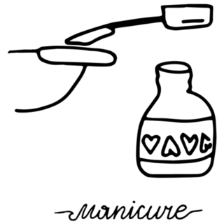 Hand Drawn Doodle Process Of Painting The Nail Sticker