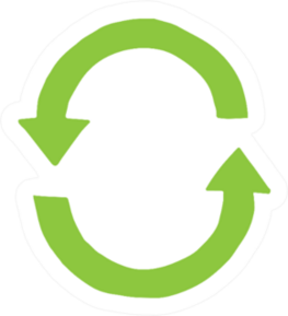 Hand Drawn Doodle Sketch Green Recycle Symbol Sticker