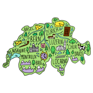 Hand Drawn Doodle Switzerland Map Sticker
