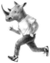 Hand Drawn Dressed Up Rhino Running Sticker