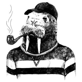 Hand Drawn Dressed Up Walrus Sticker