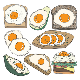 Hand Drawn Egg Toast Menu For Breakfast Sticker
