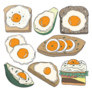 Hand Drawn Egg Toast Menu For Breakfast Sticker