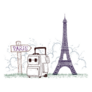 Hand Drawn Eiffel Tower With Luggage Illustration Sticker