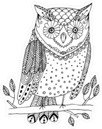 Hand Drawn Floral Boho Owl Sticker