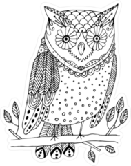 Hand Drawn Floral Boho Owl Sticker
