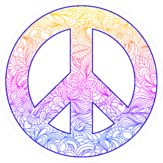 Hand Drawn Floral Peace Symbol Sticker