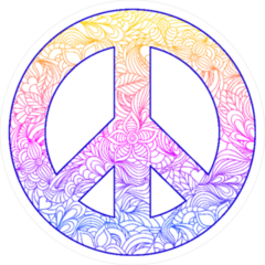 Hand Drawn Floral Peace Symbol Sticker