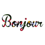 Hand Drawn Flower Embroidery Bonjour French Lettering Sticker