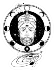 Hand Drawn Fortune Teller With Three Eyes Sketched Tattoo Sticker