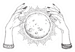 Hand Drawn Full Moon With Rays Of Light Fortune Teller Sticker
