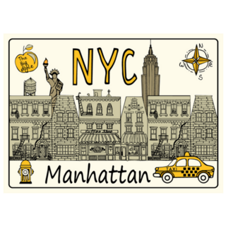 Hand Drawn Funny Sketch Of New York City Sticker