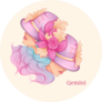 Hand Drawn Gemini Fashions Girls In Hats Sticker