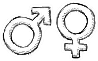 Hand Drawn Gender Symbols Sketch Sticker