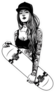 Hand Drawn Girl With Her Skateboard Sticker