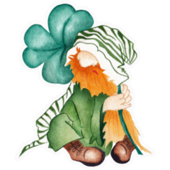 Hand Drawn Gnome with Clover Sticker
