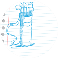 Hand Drawn Golf Bag Sketch Lined Paper Sticker