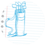 Hand Drawn Golf Bag Sketch Lined Paper Sticker