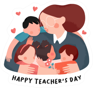 Hand Drawn Happy Teachers Day Cartoon Sticker