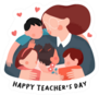 Hand Drawn Happy Teachers Day Cartoon Sticker