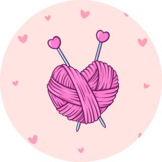 Hand Drawn Heart Shape Skein Of Yarn Knitting Sticker