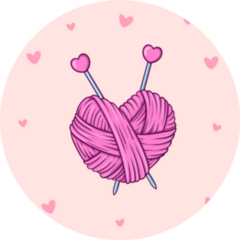 Hand Drawn Heart Shape Skein Of Yarn Knitting Sticker