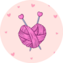 Hand Drawn Heart Shape Skein Of Yarn Knitting Sticker
