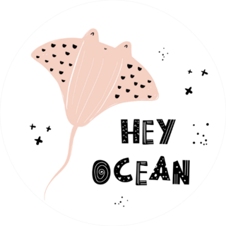 Hand-drawn Hey Ocean Pink Stingray Sticker