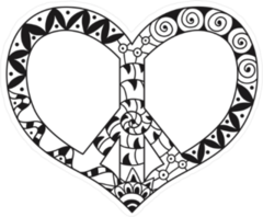 Hand Drawn Hippie Heart Peace Symbol Sticker