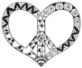 Hand Drawn Hippie Heart Peace Symbol Sticker