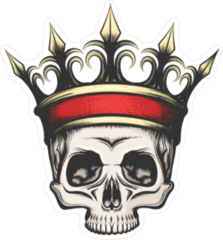 Hand Drawn Human Skull In Crown Sticker
