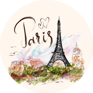 Hand Drawn Illustration Eiffel Tower Paris France Sticker